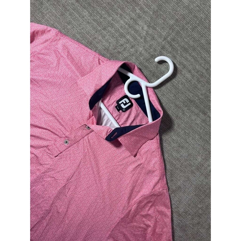 FootJoy Golf Polo Shirt Men's XL Pink Geometric Short Sleeve Performance